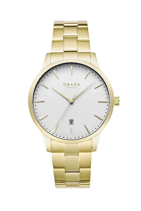 Obaku Denmark V247XDGISG Quartz Çelik Altın Rengi Beyaz Kadran Safir Cam 42 mm Erkek Kol Saati