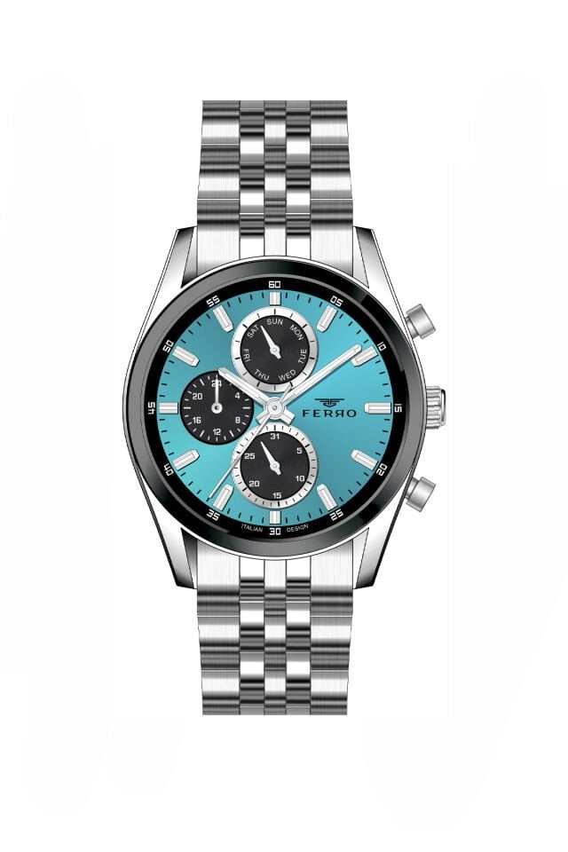 Ferro Gümüş Çelik Kordon Erkek Kol Saati FM11747AWT-J6 Fonksiyonları Aktif 3 ATM Su Geçirmez