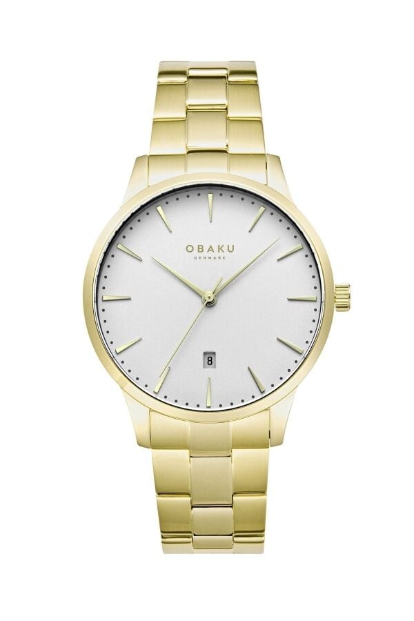 Obaku Denmark V247XDGISG Quartz Çelik Altın Rengi Beyaz Kadran Safir Cam 42 mm Erkek Kol Saati