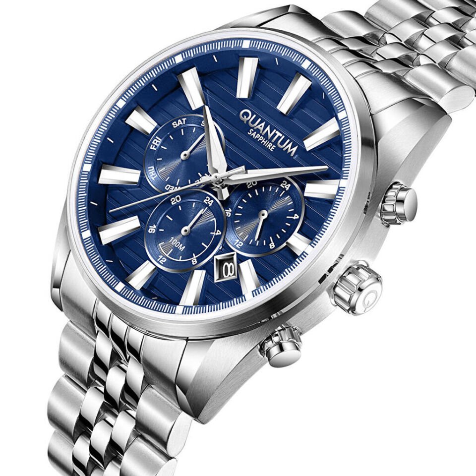 Quantum PWG1194.390 Quartz Çelik Gri Lacivert Kadran Safir 42 mm Erkek Kol Saati