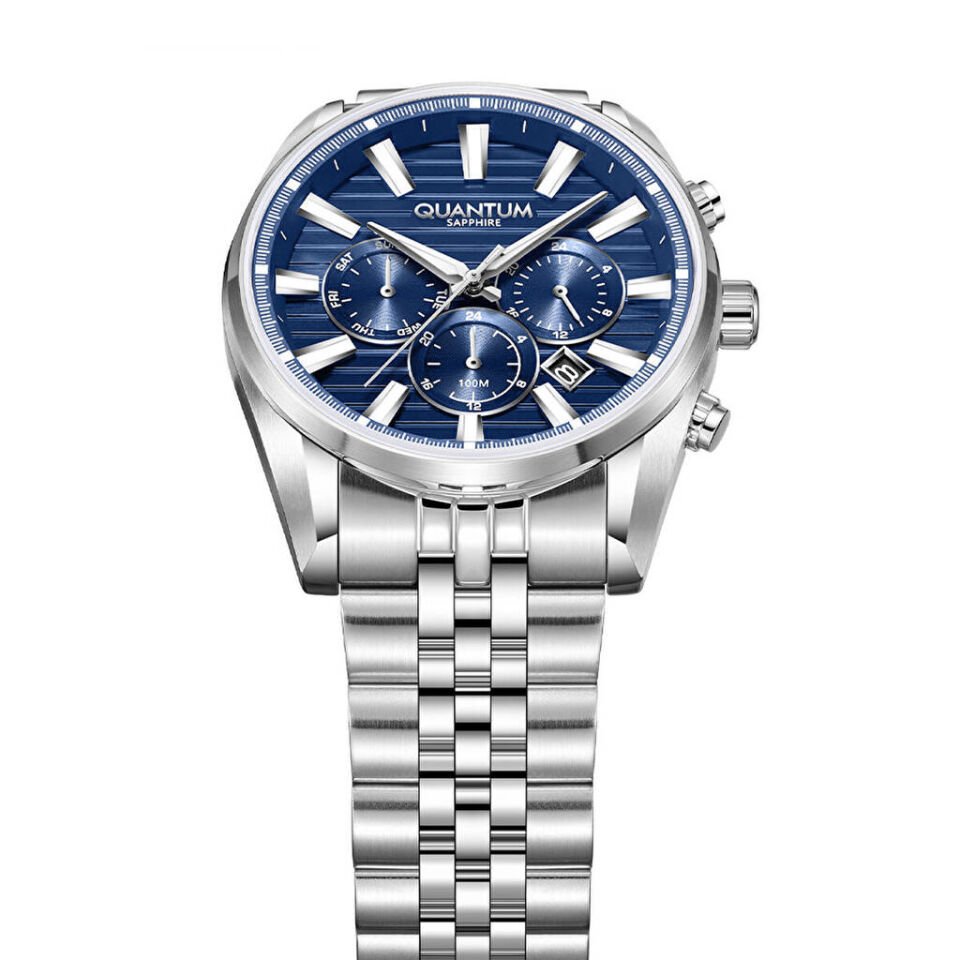 Quantum PWG1194.390 Quartz Çelik Gri Lacivert Kadran Safir 42 mm Erkek Kol Saati