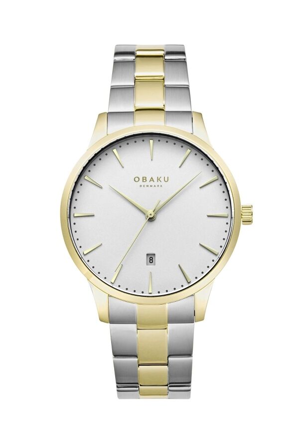 Obaku Denmark V247XDGISF Quartz Çelik Altın/Gri Beyaz Kadran Safir Cam 42 mm Erkek Kol Saati