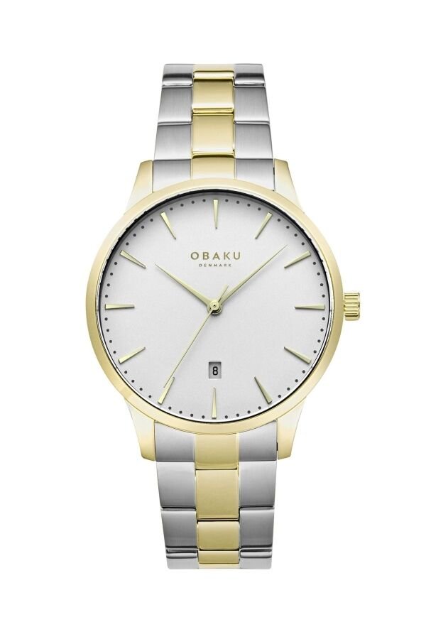 Obaku Denmark V247XDGISF Quartz Çelik Altın/Gri Beyaz Kadran Safir Cam 42 mm Erkek Kol Saati