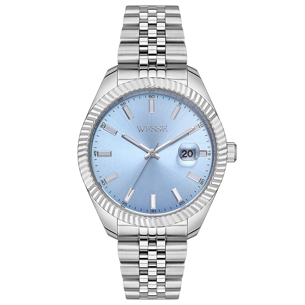 Wesse WWG208207 Quartz Çelik Gri Mavi Kadran 43 mm Erkek Kol Saati