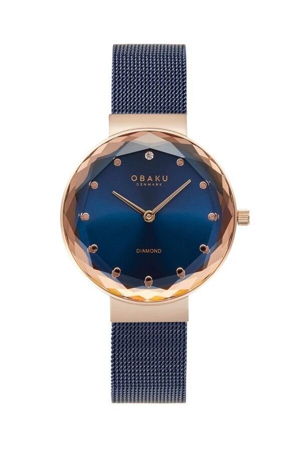 Obaku Denmark V300LXVLML Quartz Çelik Hasır Lacivert Safir Cam 32 mm Kadın Kol Saati
