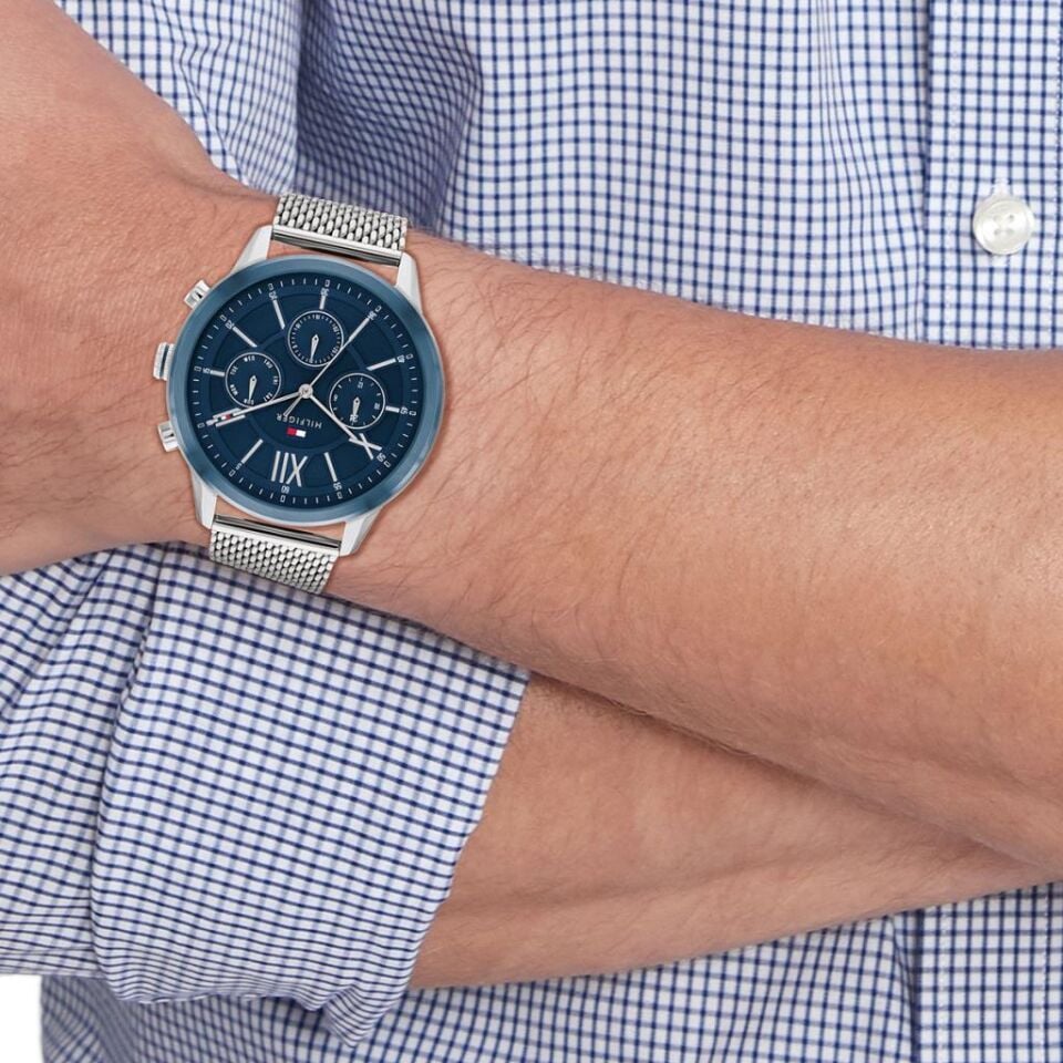 Tommy Hilfiger TH1710524 Quartz Hasır Gri Lacivert Kadran 44 mm Erkek Kol Saati