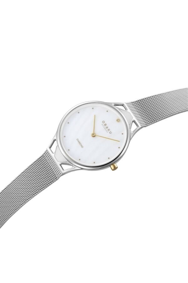 Obaku Denmark V302LXCWMC Quartz Çelik Hasır Gri Safir Cam 32 mm Kadın Kol Saati