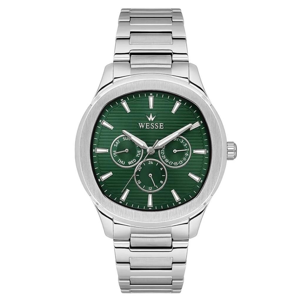 Wesse WWG402902 Quartz Çelik Gri Yeşil Kadran 44 mm Erkek Kol Saati