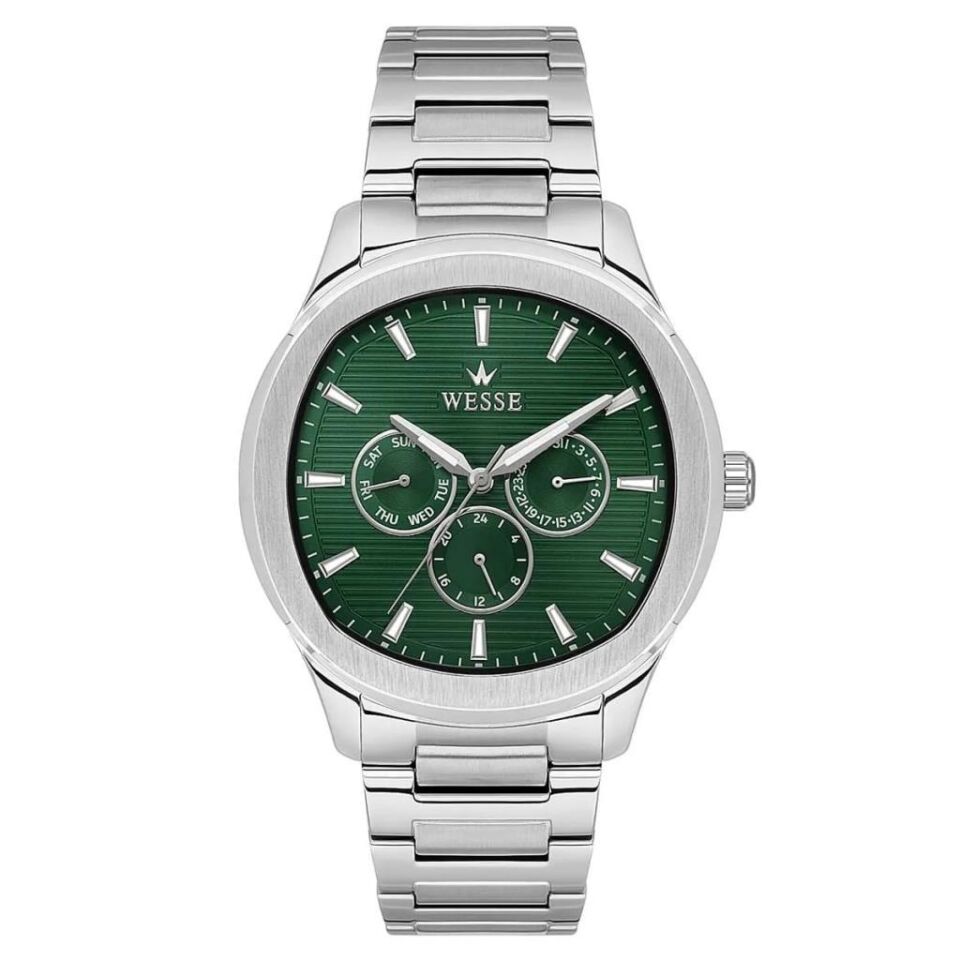 Wesse WWG402902 Quartz Çelik Gri Yeşil Kadran 44 mm Erkek Kol Saati