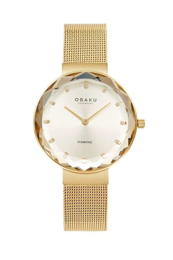 Obaku Denmark V300LXGGMG Quartz Çelik Hasır Altın Rengi Safir Cam 32 mm Kadın Kol Saati