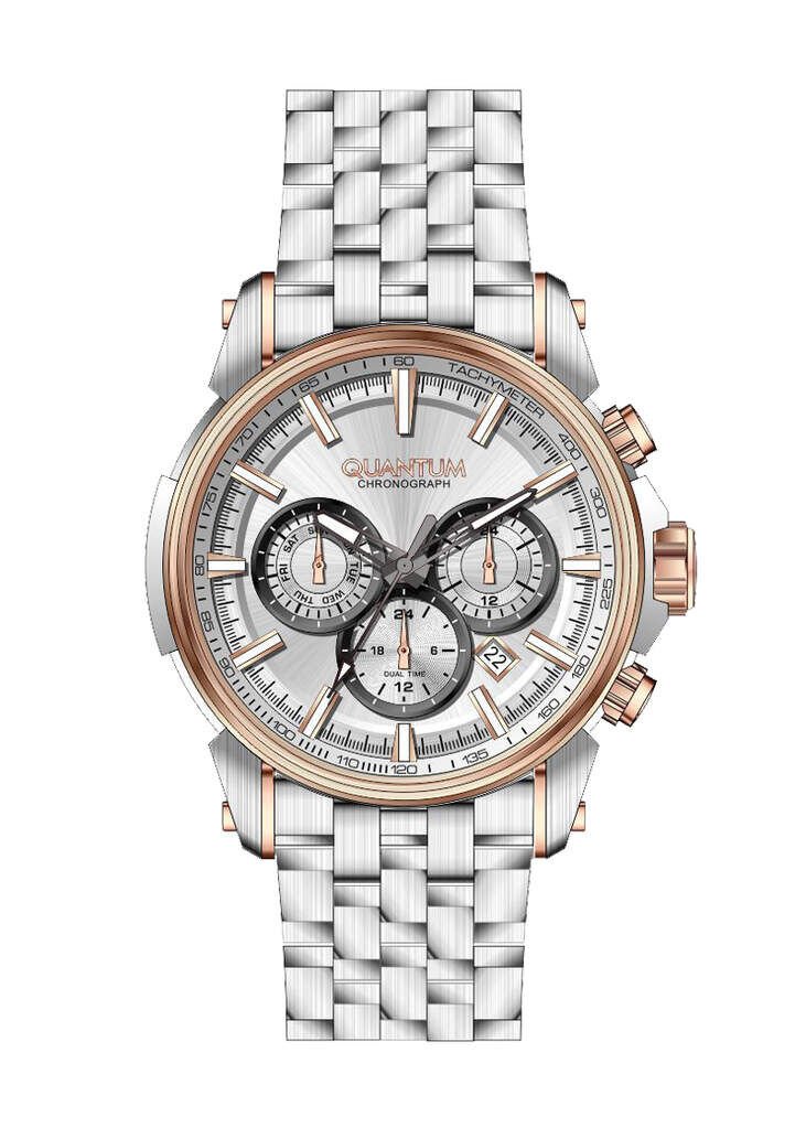 Quantum PWG1176.530 Quartz Kronograf Çelik Gri 45 mm Erkek Kol Saati