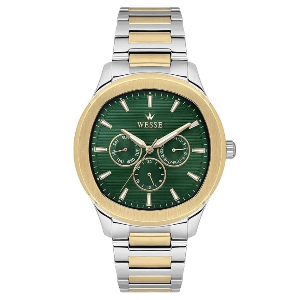 Wesse WWG402904 Quartz Çelik Altın/Gri Yeşil Kadran 44 mm Erkek Kol Saati