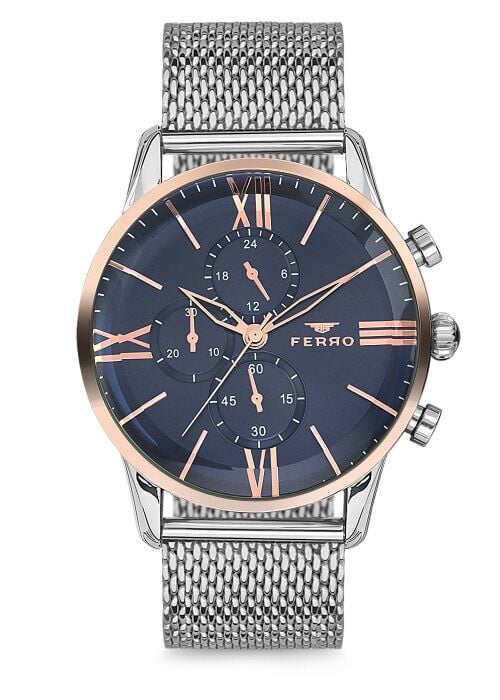 Ferro 45 mm Gümüş Hasır Kordon Erkek Kol Saati FM1536C-E FM1536C-E