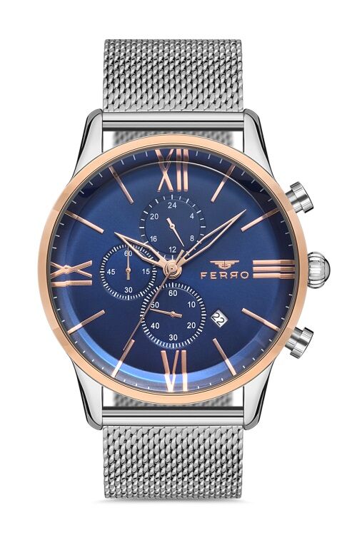 Ferro 45 mm Gümüş Hasır Kordon Erkek Kol Saati FM1536C-E FM1536C-E
