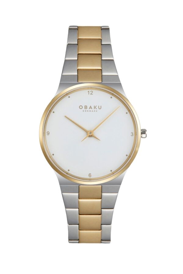 Obaku Denmark V305LXFWSF Quartz Çelik Altın/GriBeyaz Kadran Safir Cam 32 mm Kadın Kol Saati