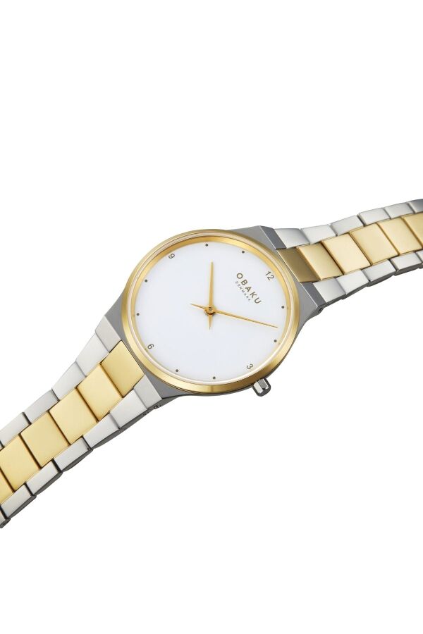 Obaku Denmark V305LXFWSF Quartz Çelik Altın/GriBeyaz Kadran Safir Cam 32 mm Kadın Kol Saati