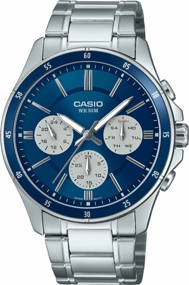 Casio MTP-1374D-2A3VDF Quartz Çelik Gri Mavi Kadran 44 mm Erkek Kol Saati