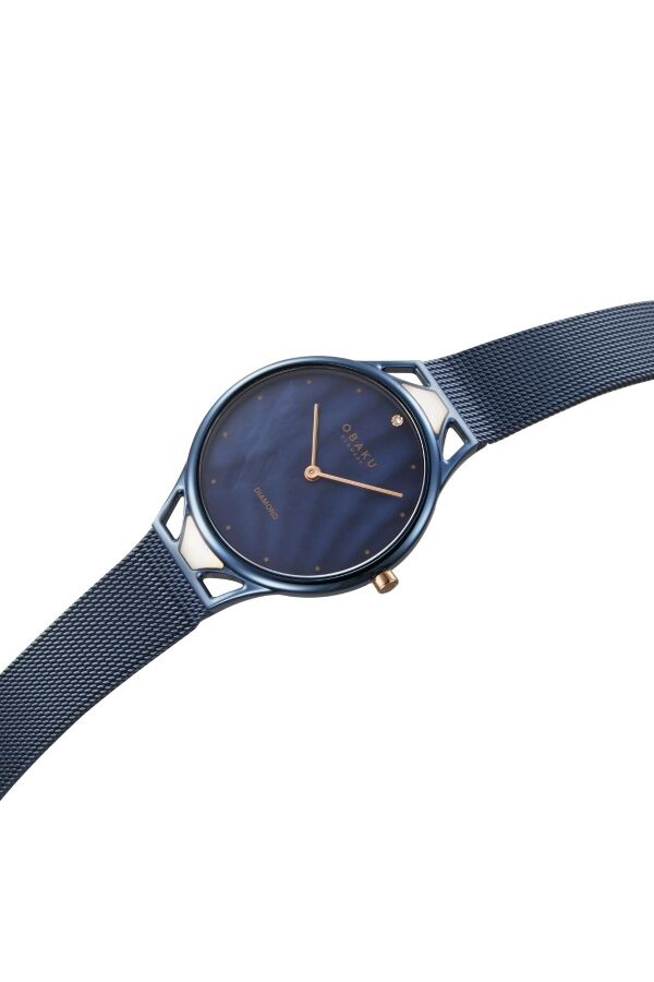 Obaku Denmark V302LXLLML Quartz Çelik Hasır Lacivert Safir Cam 32 mm Kadın Kol Saati