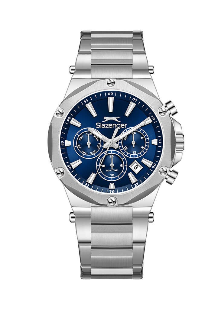 Slazenger SL.09.2501.2.05 Quartz Çelik Gri Lacivert Kadran 43 mm Erkek Kol Saati