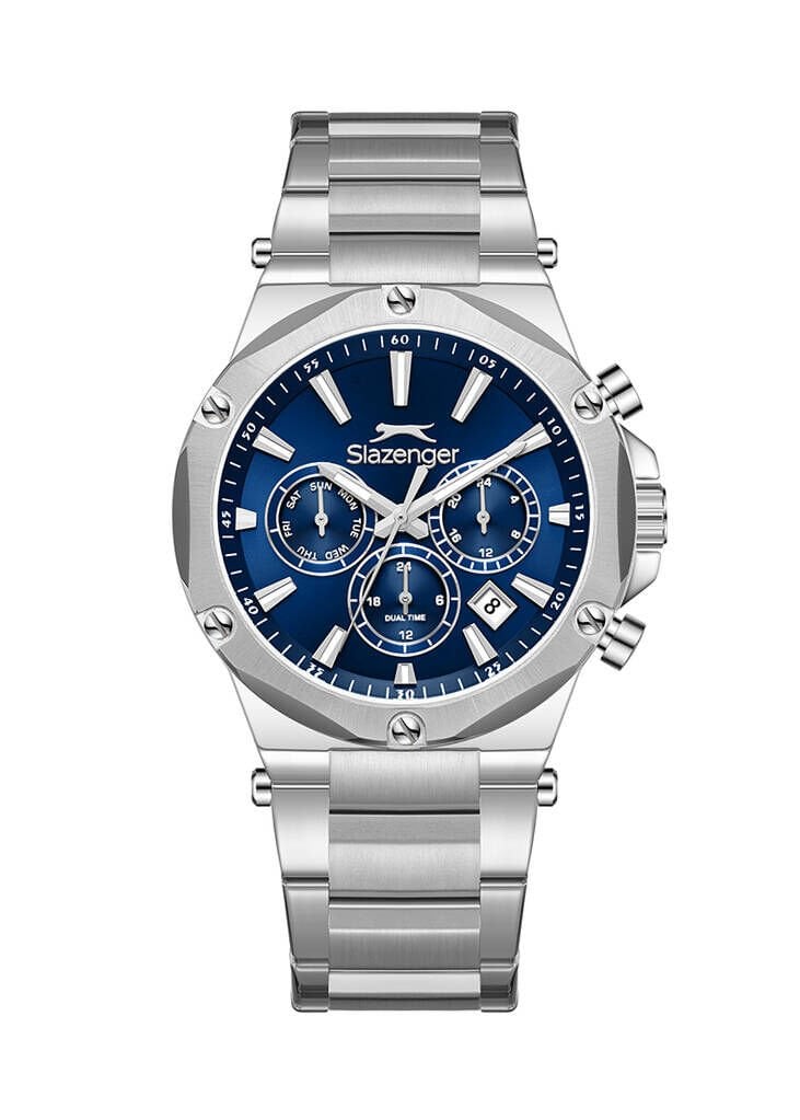 Slazenger SL.09.2501.2.05 Quartz Çelik Gri Lacivert Kadran 43 mm Erkek Kol Saati