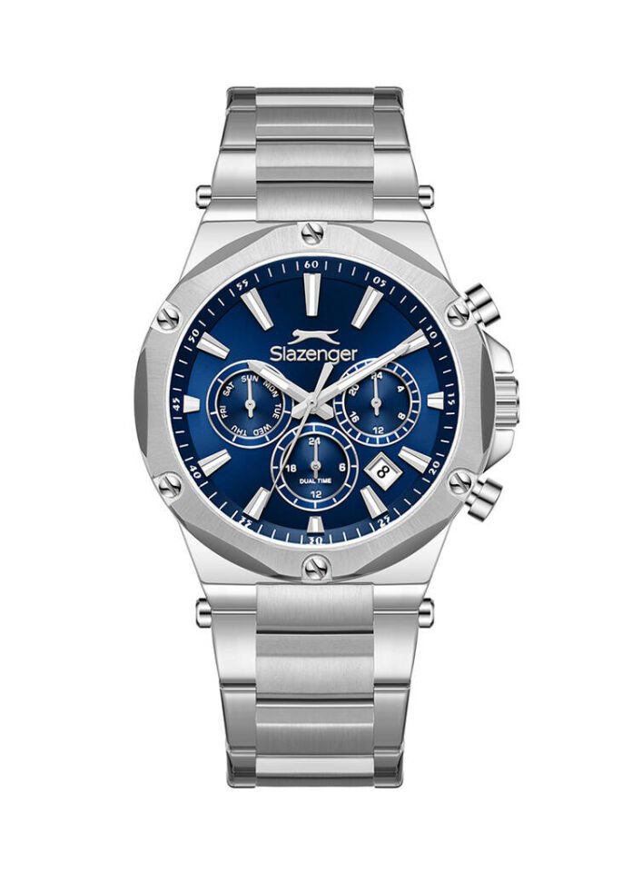 Slazenger SL.09.2501.2.05 Quartz Çelik Gri Lacivert Kadran 43 mm Erkek Kol Saati