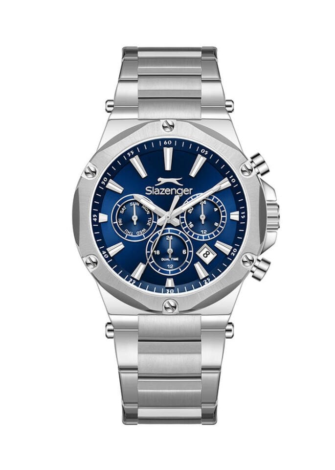 Slazenger SL.09.2501.2.05 Quartz Çelik Gri Lacivert Kadran 43 mm Erkek Kol Saati