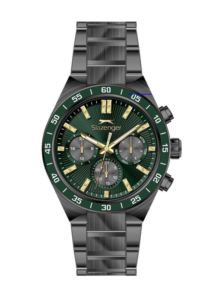 Slazenger SL.09.2510.2.05 Quartz Çelik Siyah Yeşil Kadran 44 mm Erkek Kol Saati