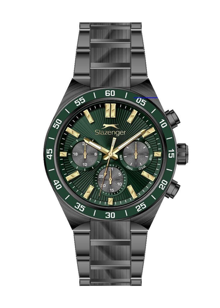 Slazenger SL.09.2510.2.05 Quartz Çelik Siyah Yeşil Kadran 44 mm Erkek Kol Saati