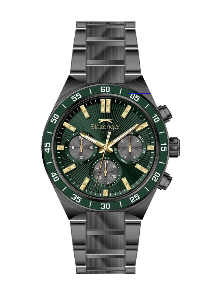Slazenger SL.09.2510.2.05 Quartz Çelik Siyah Yeşil Kadran 44 mm Erkek Kol Saati