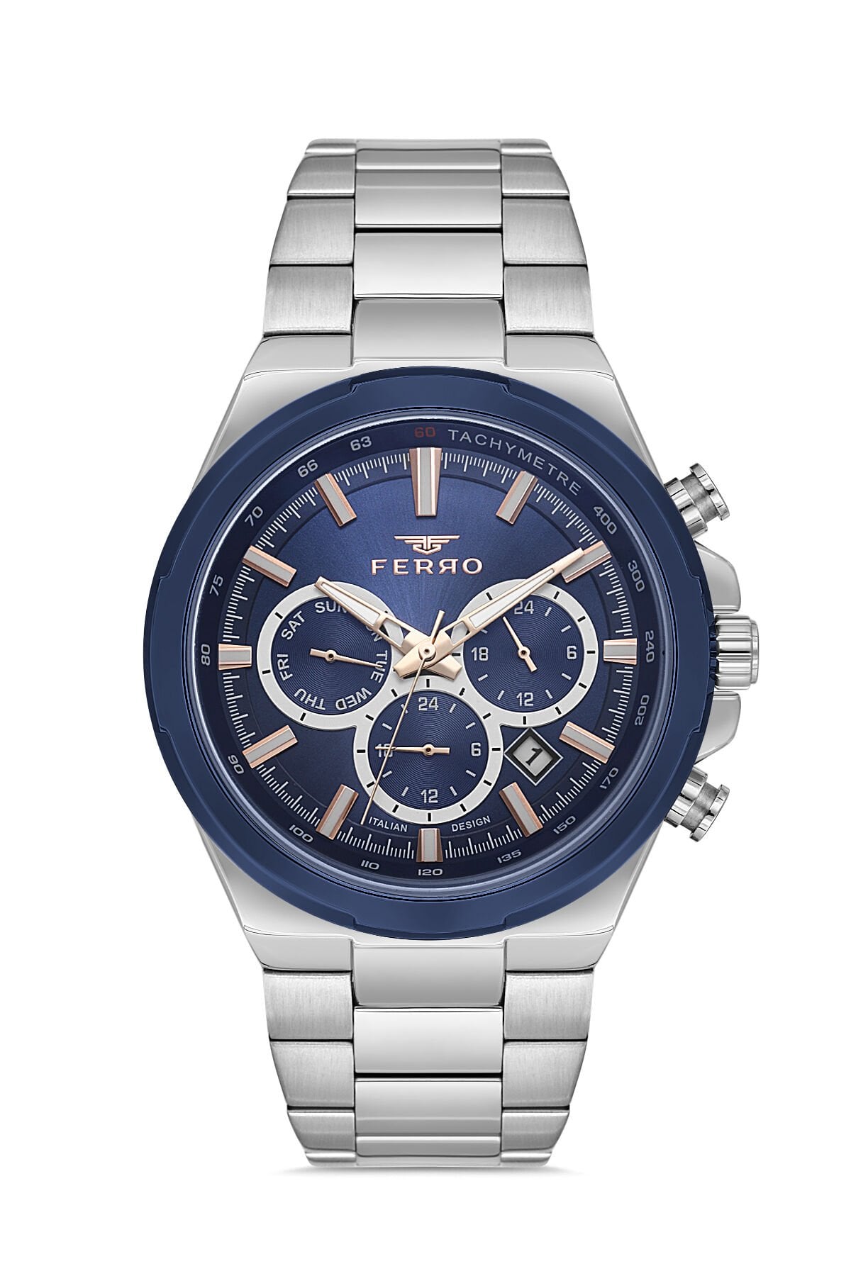 Ferro Gümüş Çelik Kordon Erkek Kol Saati FM11641AWT-L3 Fonksiyonları Aktif 3 ATM Su Geçirmez