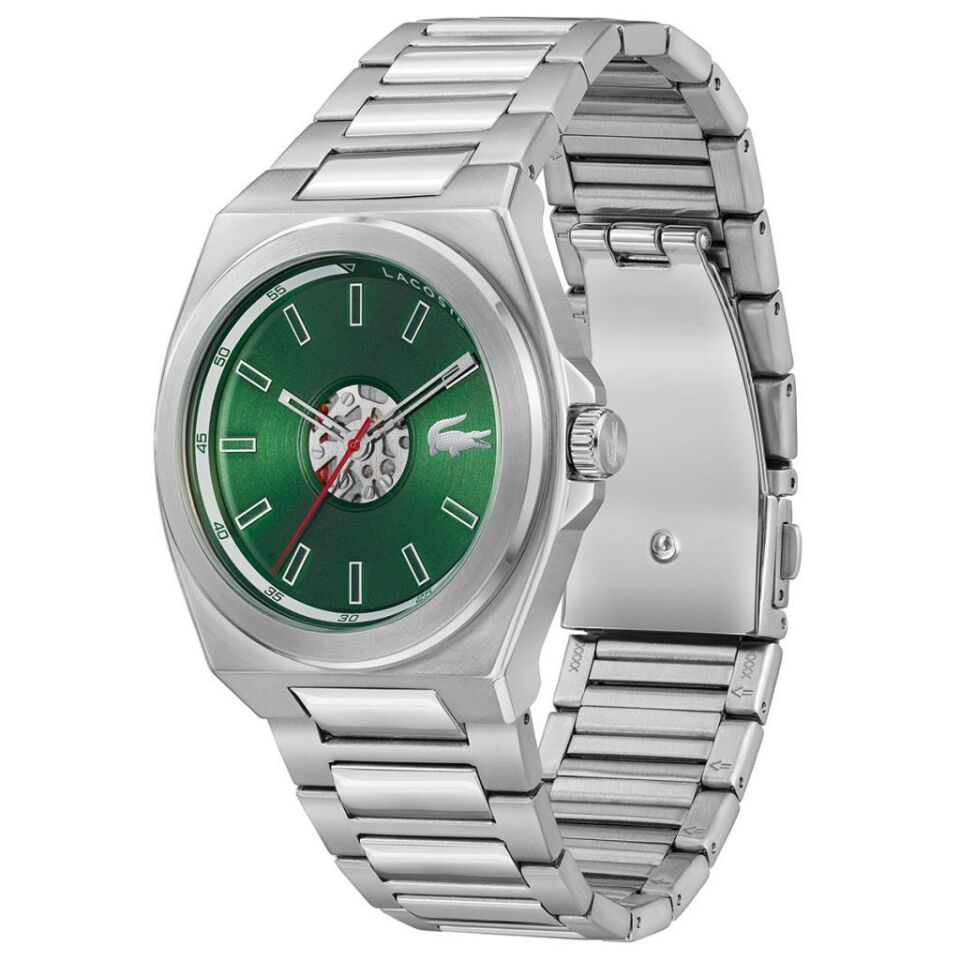 Lacoste 2011335 Quartz Çelik Gri Yeşil Kadran 42 mm Erkek Kol Saati