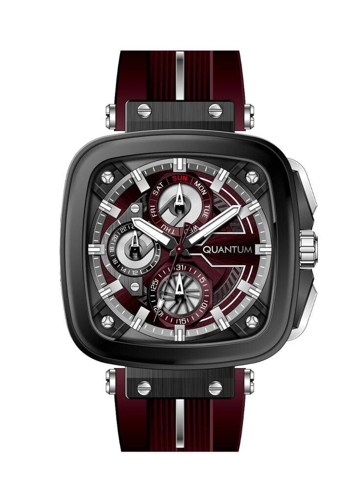 Quantum PWG1014.588 Quartz Silikon Bordo 10 ATM 44 mm Erkek Kol Saati
