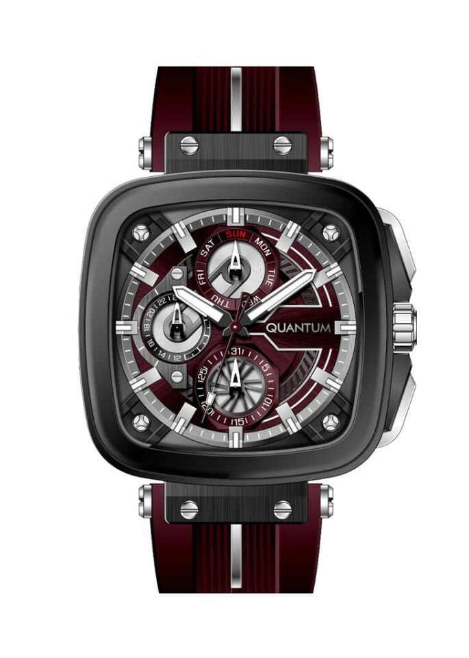 Quantum PWG1014.588 Quartz Silikon Bordo 10 ATM 44 mm Erkek Kol Saati