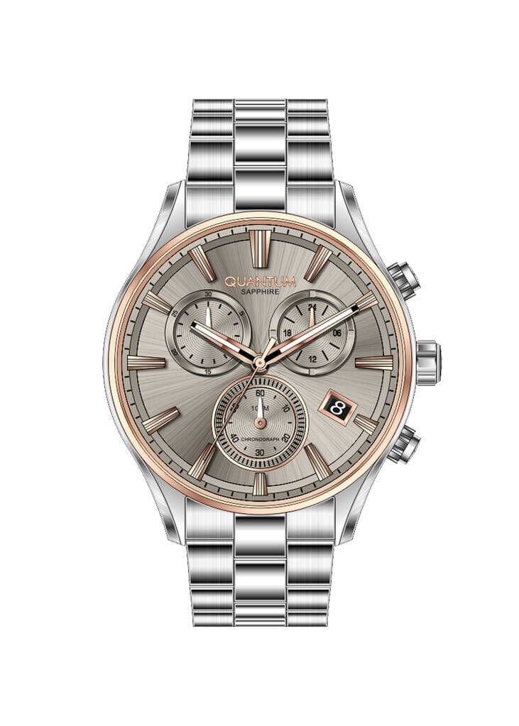 Quantum PWG1193.560 Quartz Çelik Gri Bej Kadran Safir Cam 10 ATM 44 mm Erkek Kol Saati