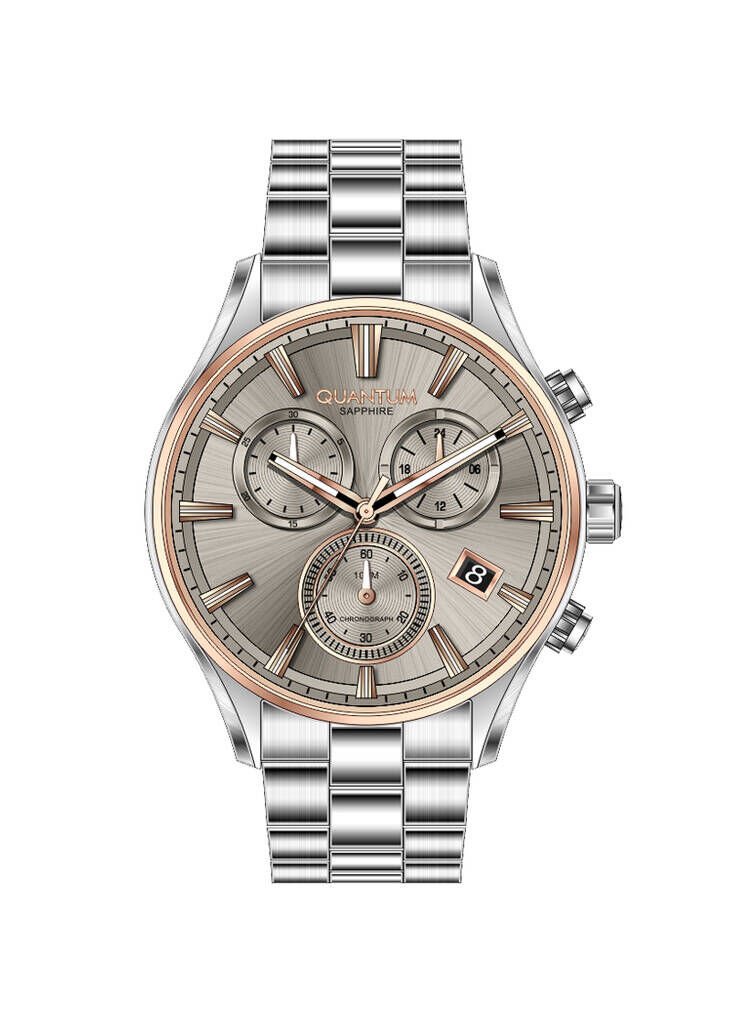 Quantum PWG1193.560 Quartz Çelik Gri Bej Kadran Safir Cam 10 ATM 44 mm Erkek Kol Saati