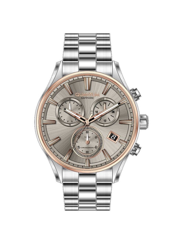 Quantum PWG1193.560 Quartz Çelik Gri Bej Kadran Safir Cam 10 ATM 44 mm Erkek Kol Saati