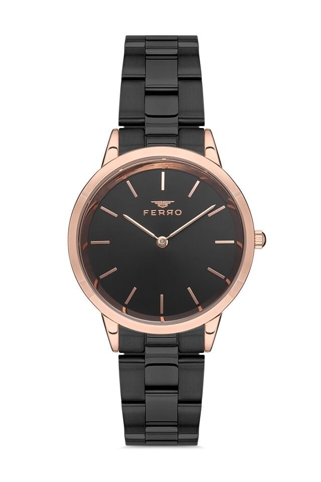Ferro F21124a-r Quartz Çelik Siyah 35 mm Kadın Kol Saati