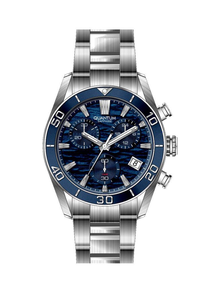 Quantum PWG1199.390 Quartz Çelik Gri Lacivert Kadran 43 mm Erkek Kol Saati