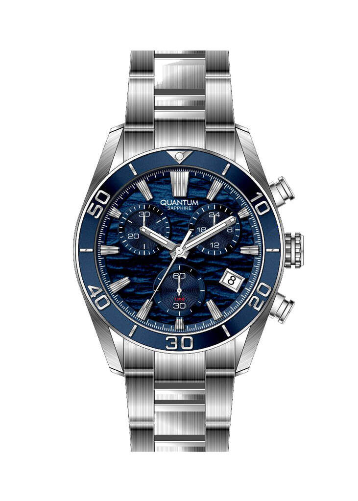 Quantum PWG1199.390 Quartz Çelik Gri Lacivert Kadran 43 mm Erkek Kol Saati