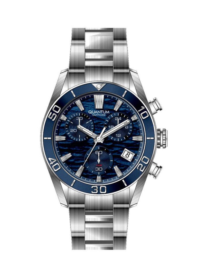 Quantum PWG1199.390 Quartz Çelik Gri Lacivert Kadran 43 mm Erkek Kol Saati