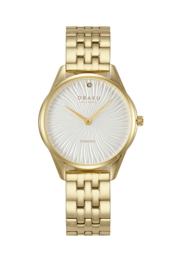 Obaku Denmark V297LXGISG Quartz Çelik Altın Rengi Beyaz Kadran 32 mm Kadın Kol Saati