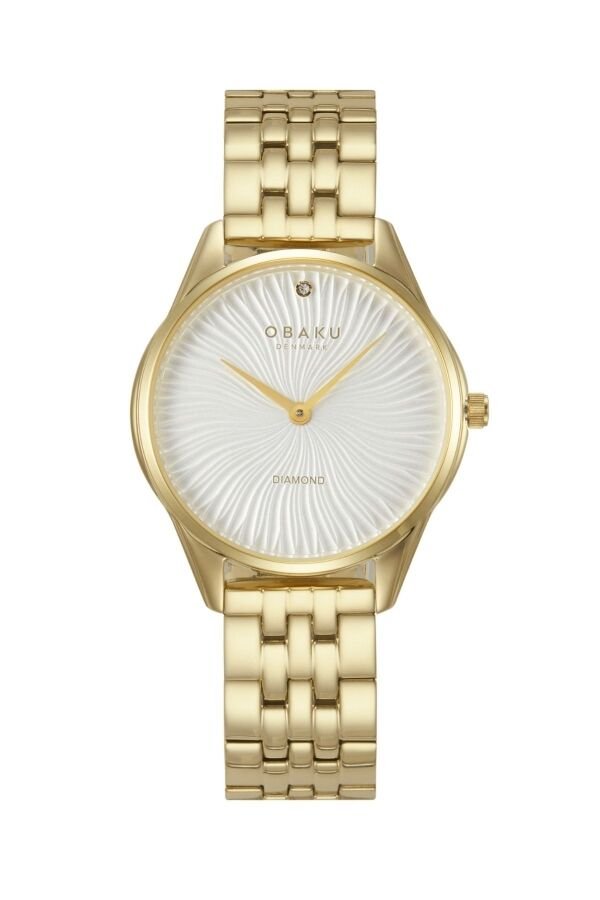 Obaku Denmark V297LXGISG Quartz Çelik Altın Rengi Beyaz Kadran 32 mm Kadın Kol Saati
