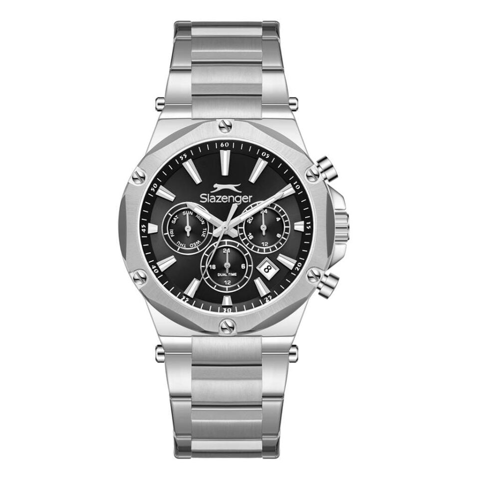 Slazenger SL.09.2501.2.02 Quartz Çelik Gri Siyah Kadran 42 mm Erkek Kol Saati
