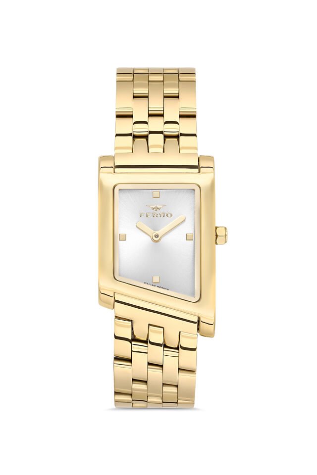 Ferro Sarı Çelik Kordon Kadın Kol Saati FL21771AWT-B 3ATM Su Geçirmez 2 Yıl Garantili HediyePaketli