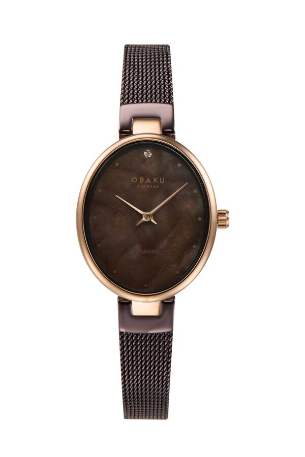 Obaku Denmark V312LXVNMN Quartz Hasır Kordon Kahverengi 24 mm Kadın Kol Saati