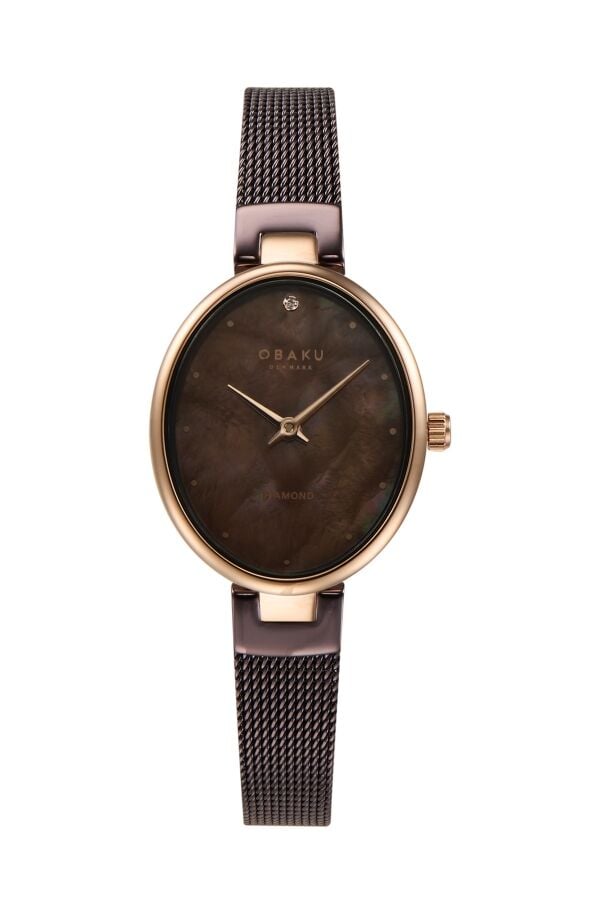 Obaku Denmark V312LXVNMN Quartz Hasır Kordon Kahverengi 24 mm Kadın Kol Saati
