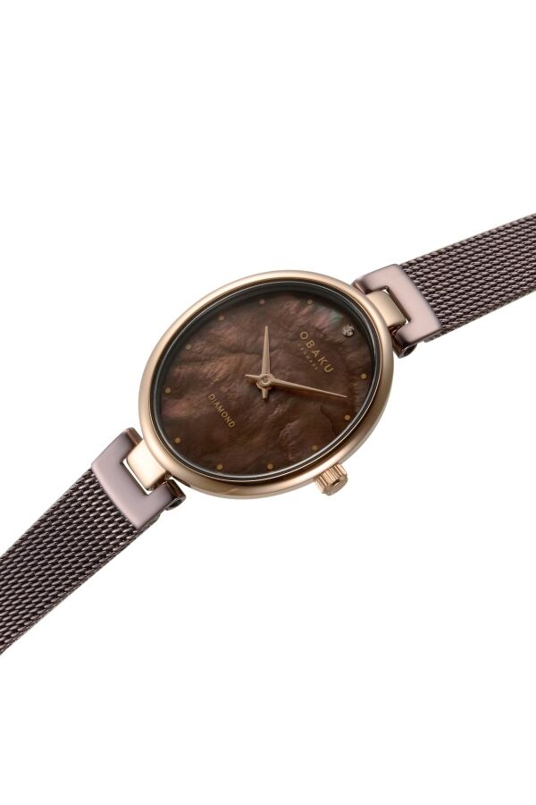 Obaku Denmark V312LXVNMN Quartz Hasır Kordon Kahverengi 24 mm Kadın Kol Saati
