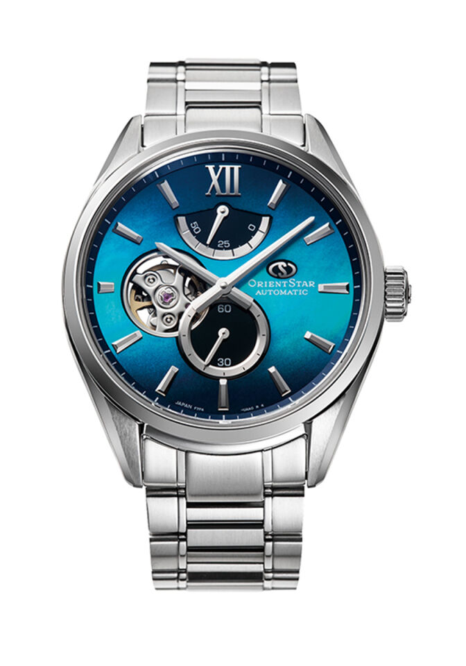 Orient Star RE-BY0004A00B Otomatik Çelik Gri Open Heart Mavi Kadran Safir Kristal 40 mm Erkek Kol Saati