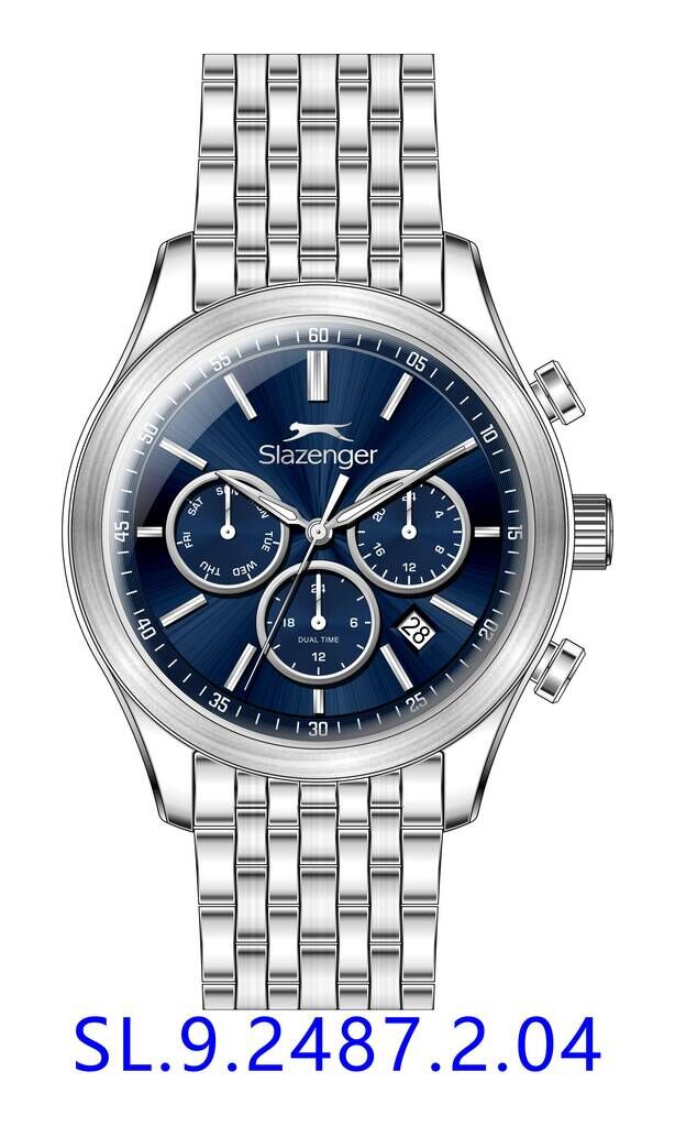 Slazenger SL.09.2487.2.04 Quartz Çelik Gri Lacivert Kadran 41 mm Erkek Kol Saati