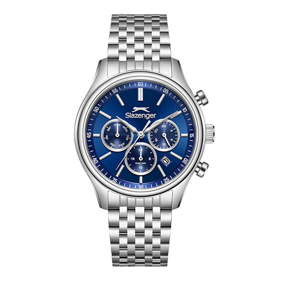 Slazenger SL.09.2487.2.04 Quartz Çelik Gri Lacivert Kadran 41 mm Erkek Kol Saati
